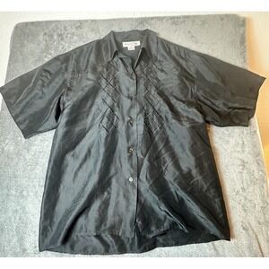 Oscar de la Renta Expressions Silk Shirt Top Button Up Collared Mens Sz M Medium